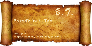 Bozsányi Tea névjegykártya